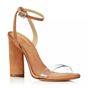 Schutz Women's Geisy Suede Illusion Ankle Strap Heel Sandals Size 6.5 MSRP $180